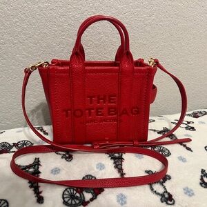 Marc Jacobs Red Leather Mini Tote Shoulder Bag Excellent Retail $325